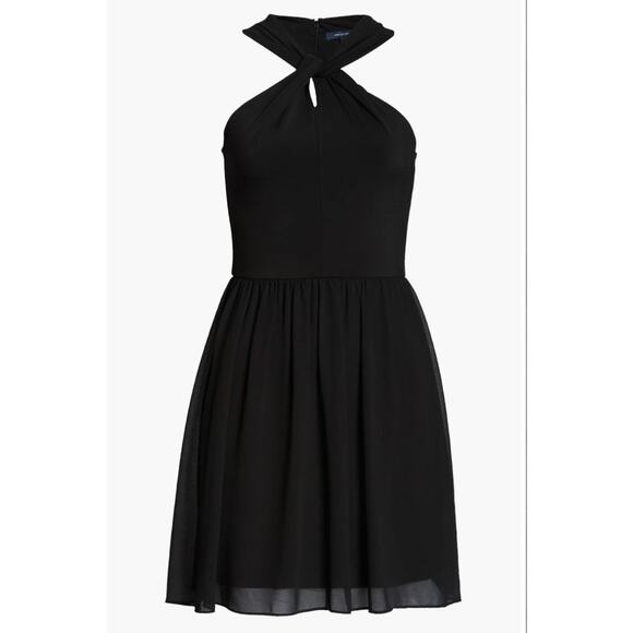NWT! French Connection Black Panthea Halter Mini Cocktail Dress - Size 4 - Picture 1 of 10